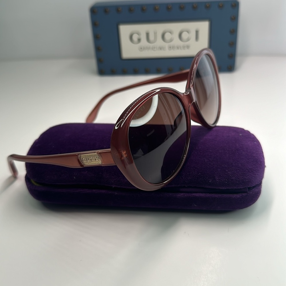 New Authentic Gucci GG0793SK 003 IN PINK-BROWN SUNGLASSES